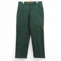 W40/古着 パンツ メンズ 90s ウール 大きいサイズ 緑 グリーン 24feb10 中古 ボトムス ロング