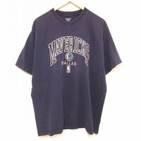 XL/古着 リーボック REEBOK 半袖 Tシャツ メンズ NBA ダラスマーベリックス 刺繍 大きいサイズ クルーネック 紺 ネイビー バスケットボール