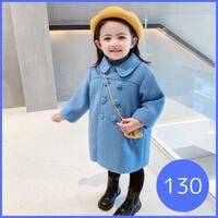 130女の子　コート　アウター　子供　かわいい　シンプル　フォーマル　ブルー