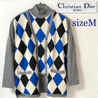 Christian Dior SPORTS クリスチャンディオール　ニットアンサンブル　カーディガン+ハイネック　ウール100%　アーガイルチェック　sizeM