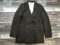 H&M エイチアンドエム レディース 起毛 チェック テーラードジャケット 春秋 小さいサイズ XS チャコールグレー
