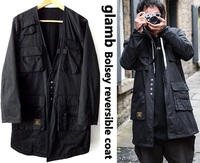 glamb：グラム/Bolsey reversible coat/ノーカラー リバーシブル コート/ブラック/size2/ボルシー リバーシブ ルコート/ジャケット