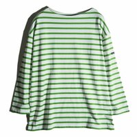 M5928f29　■Le minor ルミノア■　ボートネック ボーダーシャツ カットソー グリーン 3 / 緑白 メンズ オーバーサイズ シーズンレス