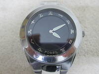(15)☆FOSSIL フォッシル BIG TIC ビッグティック BG-1055 メンズ腕時計 漢数字 50m防水 シルバー×ブラック アナログ稼働品 デジタル不動 