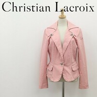 ◆Christian Lacroix Jeans クリスチャン ラクロワ ジーンズ ストレッチ ロゴ刺繍 コットン 1釦 ジャケット ピンク 40