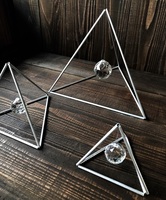 ヒンメリ「シンプルピラミッド」中サイズ　三角型　野外使用可なアルミ製　オプションでサンキャッチャー　オブジェ　シルバー　クリスマス