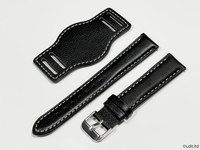 ラグ幅：18mm 本革製 ブンド付き マット仕様 レザーベルト ブラック 腕時計ベルト 時計用バンド