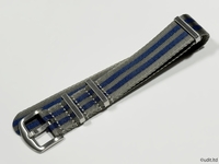 ラグ幅：22ｍｍ 高品質 光沢 NATOストラップ 腕時計ベルト ブルー×グレー ダブルストライプ ファブリック