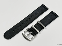 ラグ幅:20mm ハイクオリティ ファブリック ストラップ 腕時計ベルト ブラック NATO 時計用バンド 分割タイプ 二重編み込み DBH