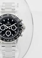 【玉子~返る!】リラックス 王冠ロゴ D8 腕時計 クロノ 爆発的な人気のあるモデルの一つ御時計 黒文字盤 所ジョージ