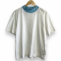 美品 FENDI フェンディ 2020年モデル 半袖 FFロゴ クルーネック Tシャツ カットソー M ホワイト×ブルー