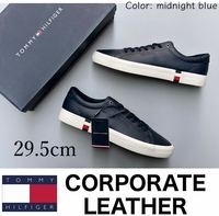 ◆モデル出品◆新品 29.5cm トミーヒルフィガー ミッドナイトブルー レザースニーカー SCARPA UOMO TOMMY HILFIGER leather 皮革靴 