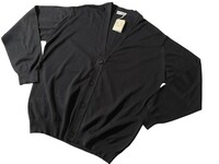  メンズ L ジョンスメドレー 最高級コットン 24ゲージ カーディガン S4578 ブラック JOHN SMEDLEY イギリス製★Sweater Series