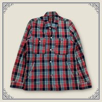 WASTE TWICE ウエストトゥワイス チェック柄 ドローコード付き 長袖 シャツ ミリタリーシャツ サイズ 40/マルチ/メンズ 日本製