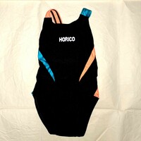 超美品 HORICOスイミング ジュニア女子競泳水着 練習用 光沢系生地 ハイレグ