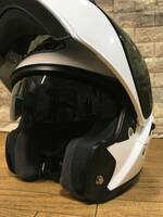 SHOEI NEO TEC システムヘルメット メタリックホワイト色 インナーバイザー装備 2016/03製造品 57ｃｍ Mサイズ