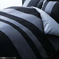 日本製・綿100％　アーバンモダンボーダーデザインカバーリング tack タック 掛け布団カバー クイーン ブラック×グレー