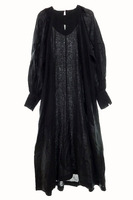 コズミックワンダー COSMIC WONDER 17CW17293 Linen Oxford geometry sleeves dress リネン ドレス 黒／1【ブランド古着ベクトル】240326