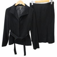 イネド セットアップ スカートスーツ フォーマル ビジネス ベルト付 ブラック 黒 11 約Lサイズ ■GY31