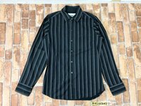 TAKEO KIKUCHI タケオキクチ メンズ ストライプ 胸ポケット 長袖シャツ 2 黒グレー 綿