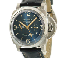 【3年保証】 パネライ ルミノール1950 イクエーション オブ タイム 8デイズ GMT チタニオ PAM00670 T番 青 均時差 手巻き メンズ 腕時計