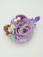 ■薔薇とマムのお花畑コサージュ１■薄紫■ヘアクリップ＆ブローチ■プリザーブドフラワー■