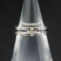 L835 ダイヤモンド 0.05ct SILVER刻印 リング クロス デザイン シルバー 指輪 4月誕生石 7号