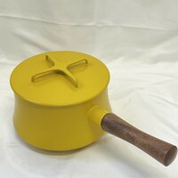 未使用 DANSK ダンスク 18cm 片手鍋 ホーロー鍋 ミルクパン 黄色 ビンテージ Y0321-31
