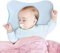 送料無料 ベビー枕 赤ちゃん用枕 赤ちゃん 枕 低反発ピロー 低反発枕 向き癖防止枕 絶壁頭 斜頭 新生児向け 新品 未使用 水色 天然素材