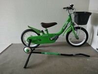 Peaple　ピープル　Ikinari 2to6 　14インチ　舵付き　自転車　補助輪付き　キウイ　黄緑　グリーン　美品　送料無料　簡単組立