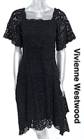 二点落札で送料無料！ 2A54【ほぼ未使用】Vivienne Westwood RED LABEL ヴィヴィアンウエストウッド レース ドレス ワンピース 結婚式 黒