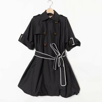 DRESSCAMP ドレスキャンプ 日本製 バルーン トレンチコート 半袖 アウター 上着 ポリエステル100% ブラック 黒 綺麗め カジュアル