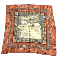 良好◆JEAN PAUL GAULTIER ジャンポールゴルチエ スカーフ◆ オレンジ シルク100％ レディース スカーフ カレ 絹 服飾小物