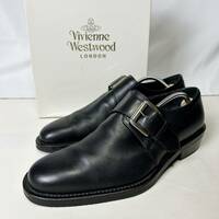 レア 初期 正規品 Vivienne Westwood MAN LONDON ヴィヴィアンウエストウッド マン モンクストラップ レザーシューズ 黒 41 E 25.5cm