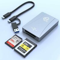 CFexpressタイプB SD カードリーダー USB 3.2 Gen2 10Gbps ダブルスロットカードリーダー 対応 Windows OS/Mac OS/Android OTG