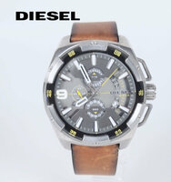  DIESEL ディーゼル HEAVYWEIGHT DZ4393 海外モデル メンズ 腕時計 革ベルト レザー アナログ 白系 グレー 黄色 茶 