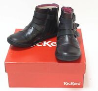 ○【未使用】Kickers キッカーズ 子供靴 ショートブーツ 18cm ブラック ○①MOF08643　EU28/UK11　CALIN カリン　キッズ　くつ