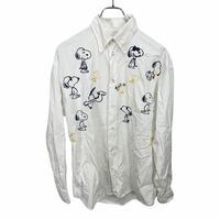 ICEBERG アイスバーグ　メンズ　ホワイト スヌーピー　刺繍　長袖シャツ ボタンダウン　トップス　