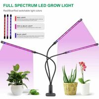 クリップ式 植物ライト LED 植物育成ライト 3灯 植物育成用ledライト 30W 60LED 栽培 成長 LEDライト フルスペクトルライト ブラック Y0579