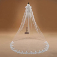 ウェディングベール ロングベール 3m 刺繍 レース ブライダル 結婚式 花嫁 コーム付き ホワイト 白 ウェディングフォト ウエディング