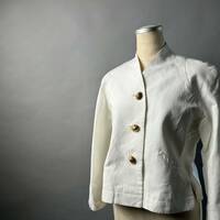 クリーニング済 エルメス HERMES PARIS ジャケット ホワイト 白 フランス製