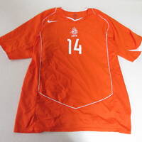 ○NIKE ナイキ◆サッカー オランダ代表 2004 ホーム ユニフォーム ゲームシャツ 14番 スナイデル◆メンズ オレンジ XLサイズ