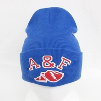 Abercrombie&Fitch アバクロンビー＆フィッチ ニット帽 ニットキャップ 帽子 ロゴ 刺繍 青 ブルー 24033002S