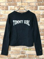 Tommy girl トミーガール ロゴ フロッキープリント スウェット トレーナー 黒 ブラック S