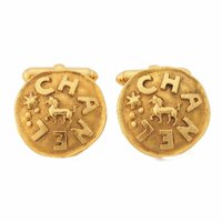 【シャネル】Chanel　23 ロゴ ホース コイン カフスボタン アクセサリー GPゴールド 【中古】【正規品保証】204610