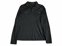 【美品】PRADA プラダ 胸ポケットロゴタグ 長袖シャツ 2021年製 ブラック メンズ トップス 綿100％ サイズ M 本体のみ 無地 ブランドシャツ