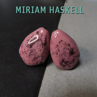 ◆ミリアムハスケル：ピンク柄石イヤリング・ヴィンテージコスチュームジュエリー