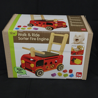 アイムトイ ウォーカーアンドライド 消防車 おもちゃ 外箱付き 木製 幼児用