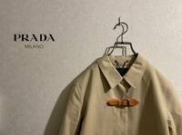 ◯ イタリア製 PRADA ゴム引き ステンカラー コート / プラダ マッキントッシュ ボンディング レイン ベージュ 42 Ladies #Sirchive