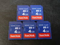 動作保証！送料無料！SanDisk SDHC 4GB クラス②　５枚セット